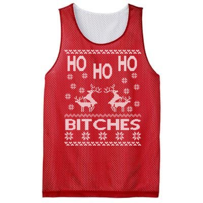 Ho Ho Ho Bitches X-Mas Ugly Christmas Mesh Reversible Basketball Jersey Tank