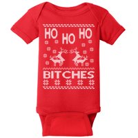 Ho Ho Ho Bitches X-Mas Ugly Christmas Baby Bodysuit