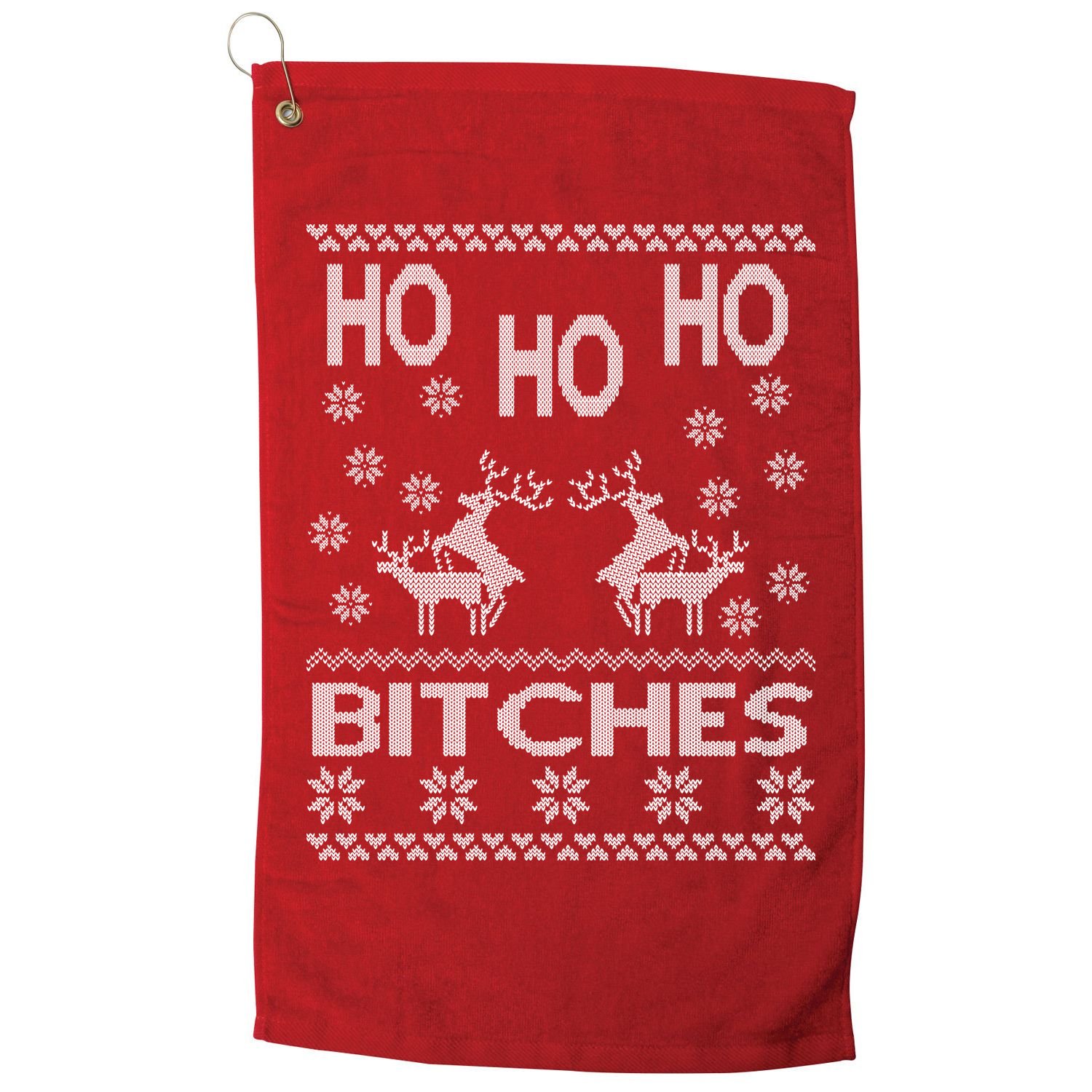 Ho Ho Ho Bitches X-Mas Ugly Christmas Golf Towel