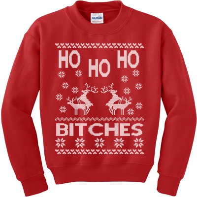 Ho Ho Ho Bitches X-Mas Ugly Christmas Kids Sweatshirt
