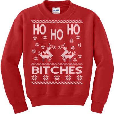 Ho Ho Ho Bitches X-Mas Ugly Christmas Kids Sweatshirt