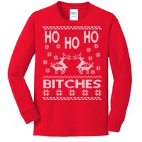 Ho Ho Ho Bitches X-Mas Ugly Christmas Kids Long Sleeve Shirt