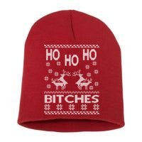 Ho Ho Ho Bitches X-Mas Ugly Christmas Short Acrylic Beanie