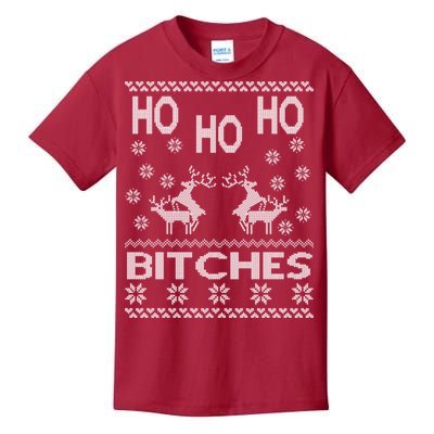 Ho Ho Ho Bitches X-Mas Ugly Christmas Kids T-Shirt