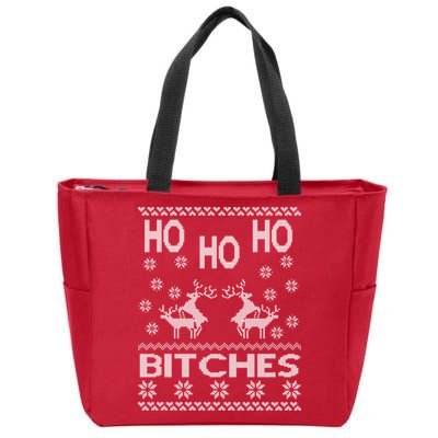 Ho Ho Ho Bitches X-Mas Ugly Christmas Zip Tote Bag