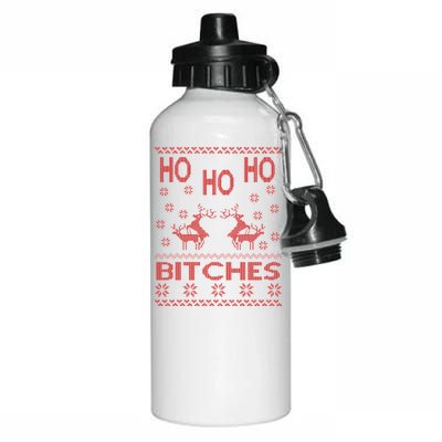 Ho Ho Ho Bitches X-Mas Ugly Christmas Aluminum Water Bottle