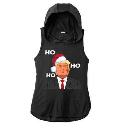 Ho Ho Ho Donald Trump Ladies PosiCharge Tri-Blend Wicking Draft Hoodie Tank