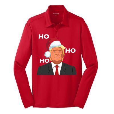 Ho Ho Ho Donald Trump Silk Touch Performance Long Sleeve Polo