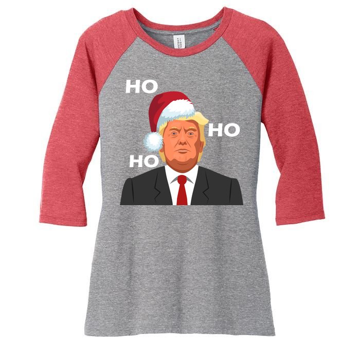 Ho Ho Ho Donald Trump Women's Tri-Blend 3/4-Sleeve Raglan Shirt