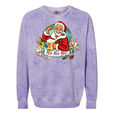 Ho-Ho-Ho Drinking Smoking Santa Claus Christmas Colorblast Crewneck Sweatshirt