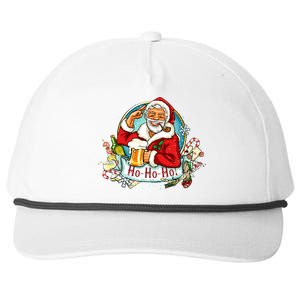 Ho-Ho-Ho Drinking Smoking Santa Claus Christmas Snapback Five-Panel Rope Hat