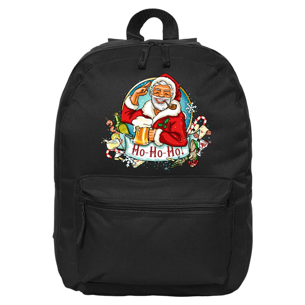 Ho-Ho-Ho Drinking Smoking Santa Claus Christmas 16 in Basic Backpack