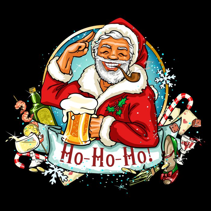 Ho-Ho-Ho Drinking Smoking Santa Claus Christmas 16 in Basic Backpack