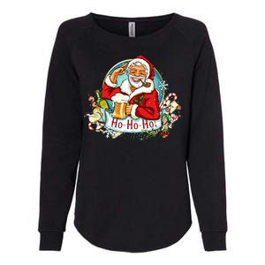 Ho-Ho-Ho Drinking Smoking Santa Claus Christmas Womens California Wash Sweatshirt