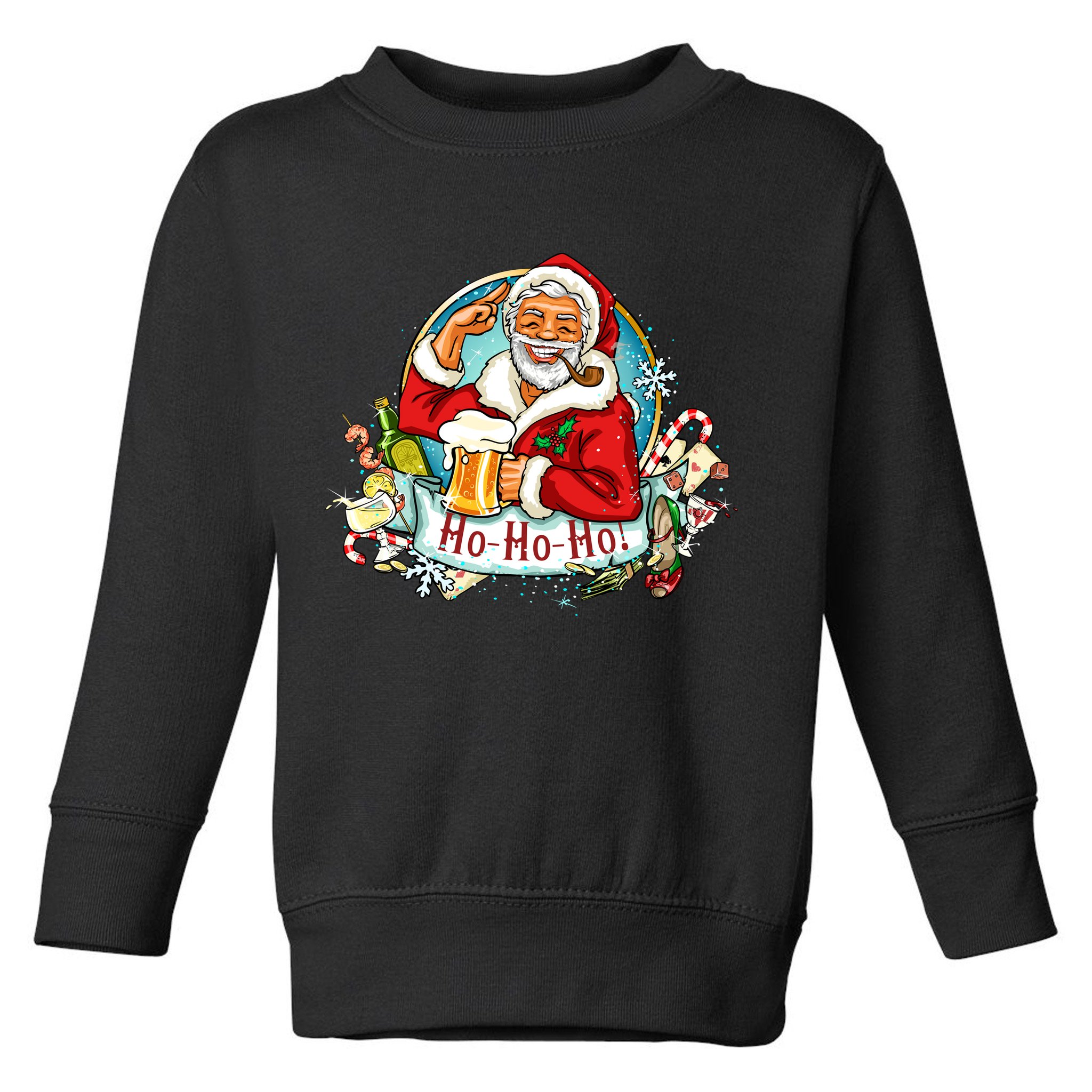 Ho-Ho-Ho Drinking Smoking Santa Claus Christmas Toddler Sweatshirt