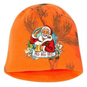 Ho-Ho-Ho Drinking Smoking Santa Claus Christmas Kati - Camo Knit Beanie