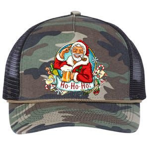 Ho-Ho-Ho Drinking Smoking Santa Claus Christmas Retro Rope Trucker Hat Cap