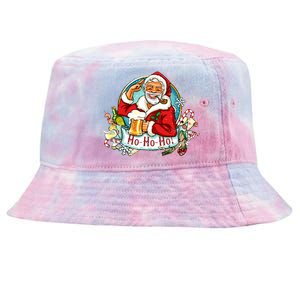 Ho-Ho-Ho Drinking Smoking Santa Claus Christmas Tie-Dyed Bucket Hat