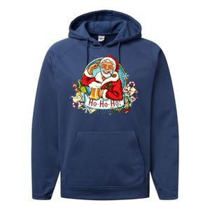 Ho-Ho-Ho Drinking Smoking Santa Claus Christmas Performance Fleece Hoodie