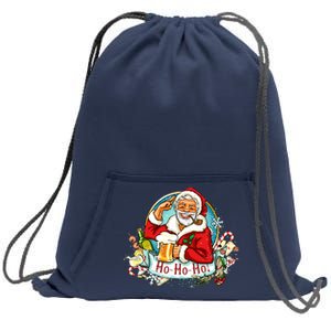 Ho-Ho-Ho Drinking Smoking Santa Claus Christmas Sweatshirt Cinch Pack Bag