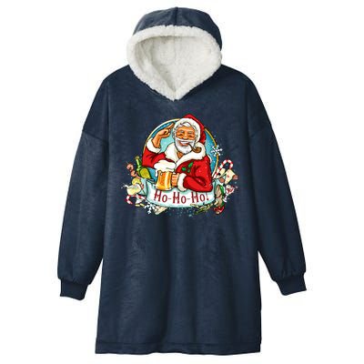 Ho-Ho-Ho Drinking Smoking Santa Claus Christmas Hooded Wearable Blanket