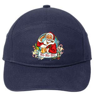 Ho-Ho-Ho Drinking Smoking Santa Claus Christmas 7-Panel Snapback Hat