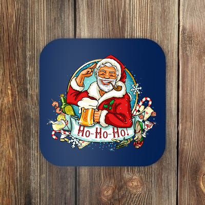 Ho-Ho-Ho Drinking Smoking Santa Claus Christmas Coaster