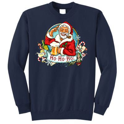 Ho-Ho-Ho Drinking Smoking Santa Claus Christmas Tall Sweatshirt