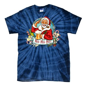 Ho-Ho-Ho Drinking Smoking Santa Claus Christmas Tie-Dye T-Shirt