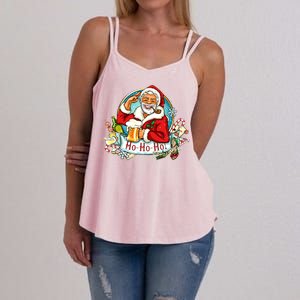 Ho-Ho-Ho Drinking Smoking Santa Claus Christmas Women's Strappy Tank