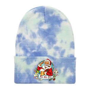 Ho-Ho-Ho Drinking Smoking Santa Claus Christmas Tie Dye 12in Knit Beanie