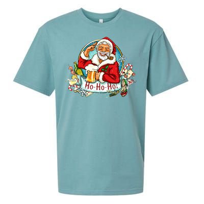 Ho-Ho-Ho Drinking Smoking Santa Claus Christmas Sueded Cloud Jersey T-Shirt