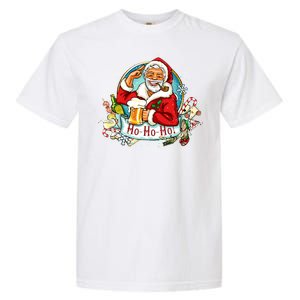 Ho-Ho-Ho Drinking Smoking Santa Claus Christmas Garment-Dyed Heavyweight T-Shirt