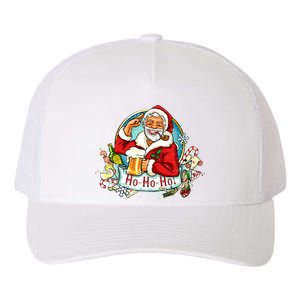 Ho-Ho-Ho Drinking Smoking Santa Claus Christmas Yupoong Adult 5-Panel Trucker Hat