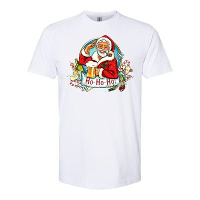 Ho-Ho-Ho Drinking Smoking Santa Claus Christmas Softstyle CVC T-Shirt