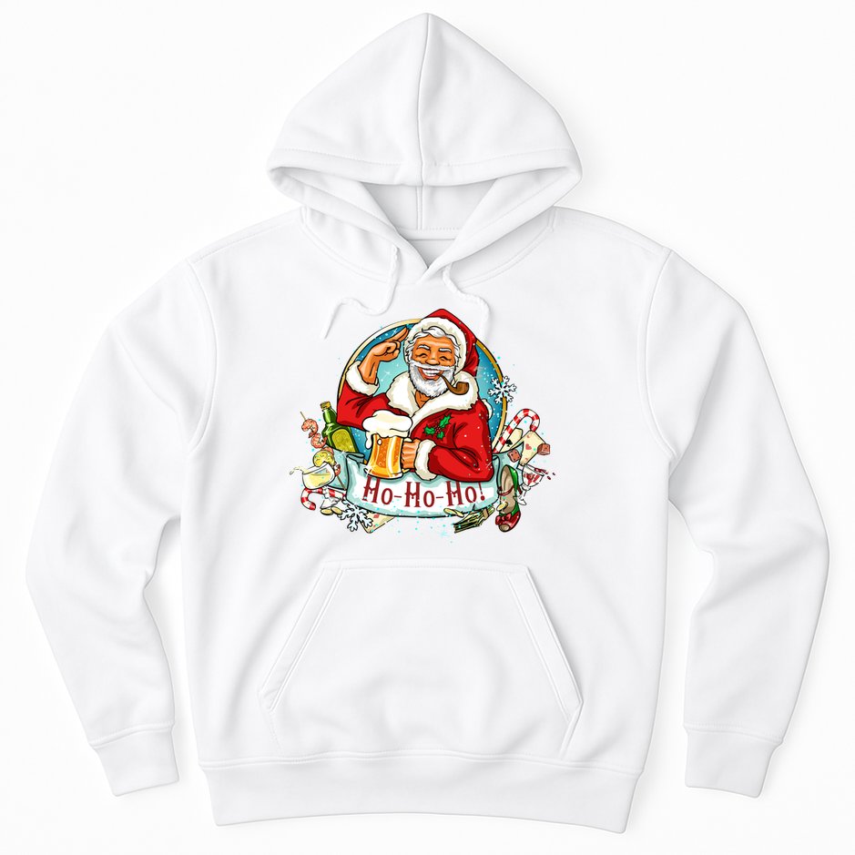 Ho-Ho-Ho Drinking Smoking Santa Claus Christmas Hoodie