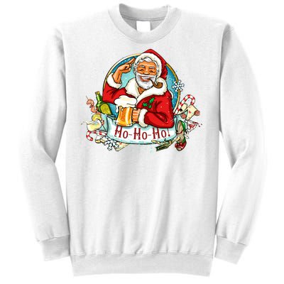 Ho-Ho-Ho Drinking Smoking Santa Claus Christmas Sweatshirt