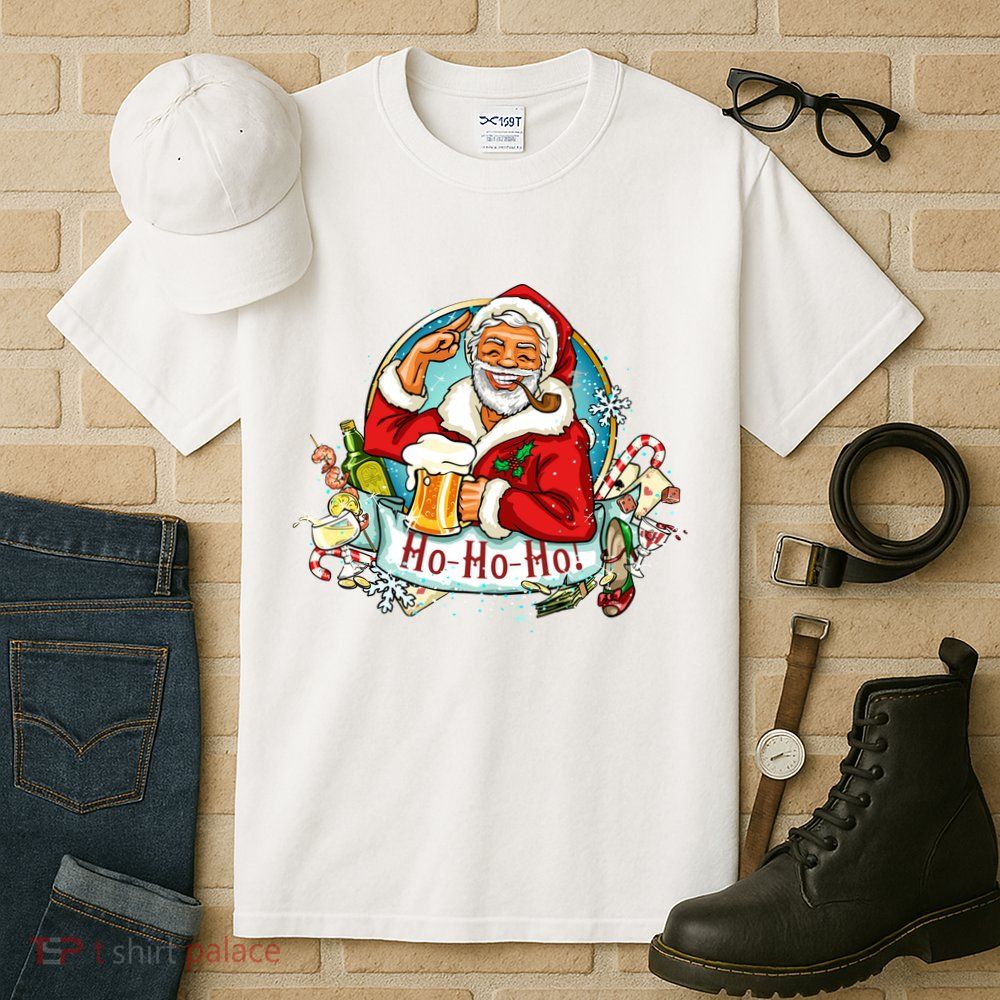 Ho-Ho-Ho Drinking Smoking Santa Claus Christmas Tall T-Shirt