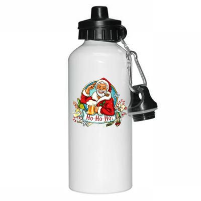 Ho-Ho-Ho Drinking Smoking Santa Claus Christmas Aluminum Water Bottle