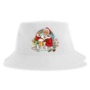 Ho-Ho-Ho Drinking Smoking Santa Claus Christmas Sustainable Bucket Hat