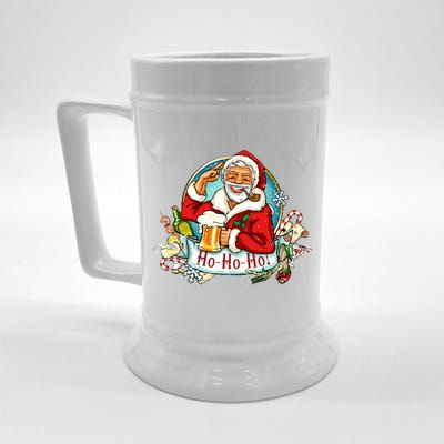 Ho-Ho-Ho Drinking Smoking Santa Claus Christmas Beer Stein