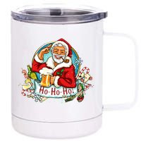 Ho-Ho-Ho Drinking Smoking Santa Claus Christmas 12 oz Stainless Steel Tumbler Cup