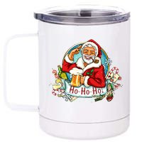 Ho-Ho-Ho Drinking Smoking Santa Claus Christmas 12 oz Stainless Steel Tumbler Cup