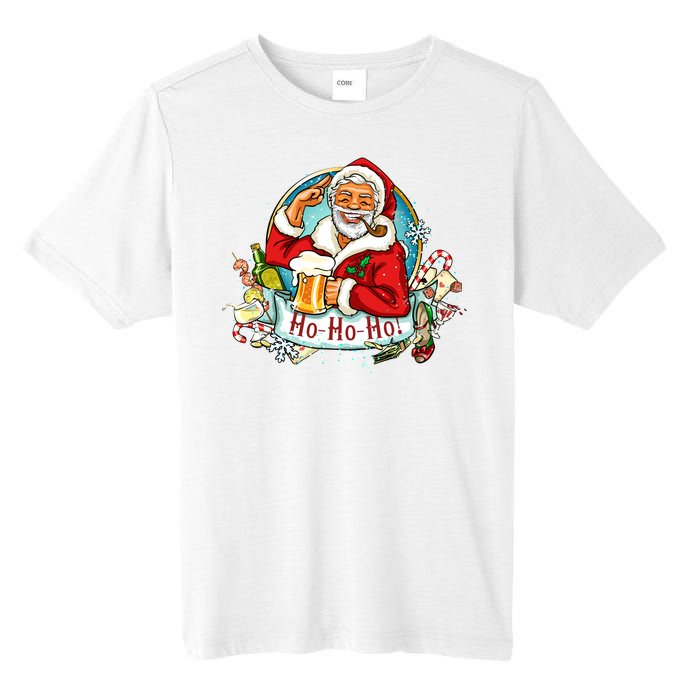 Ho-Ho-Ho Drinking Smoking Santa Claus Christmas Tall Fusion ChromaSoft Performance T-Shirt