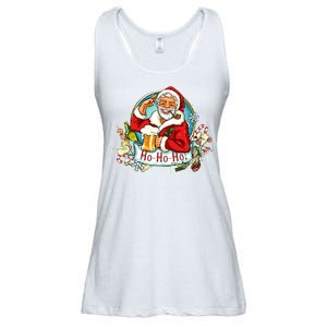 Ho-Ho-Ho Drinking Smoking Santa Claus Christmas Ladies Essential Flowy Tank