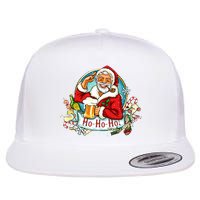 Ho-Ho-Ho Drinking Smoking Santa Claus Christmas Flat Bill Trucker Hat