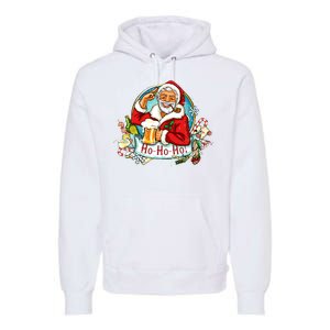 Ho-Ho-Ho Drinking Smoking Santa Claus Christmas Premium Hoodie