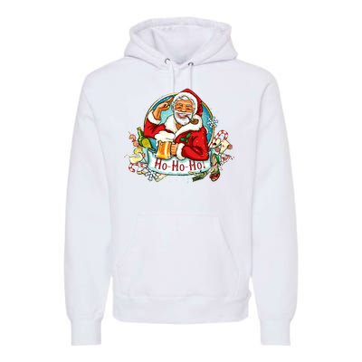 Ho-Ho-Ho Drinking Smoking Santa Claus Christmas Premium Hoodie