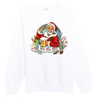 Ho-Ho-Ho Drinking Smoking Santa Claus Christmas Premium Crewneck Sweatshirt