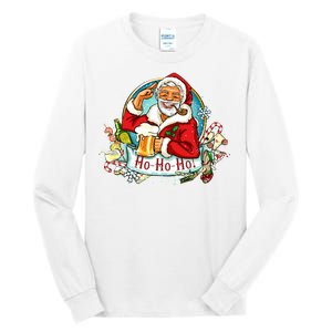 Ho-Ho-Ho Drinking Smoking Santa Claus Christmas Tall Long Sleeve T-Shirt